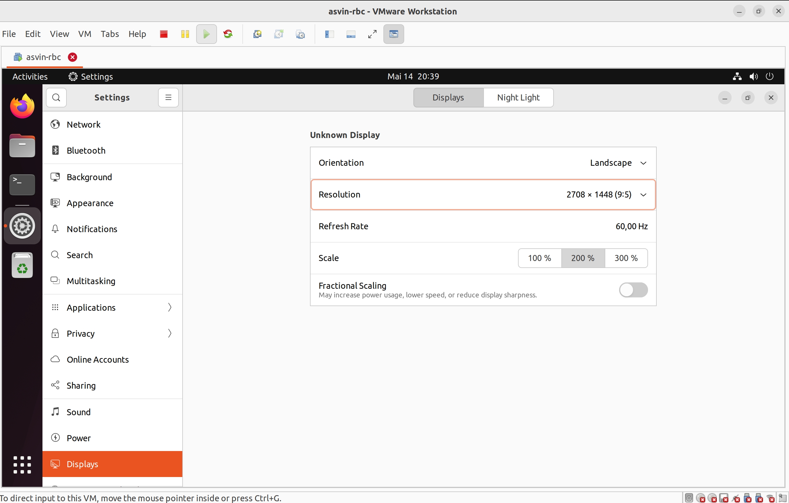 Display settings